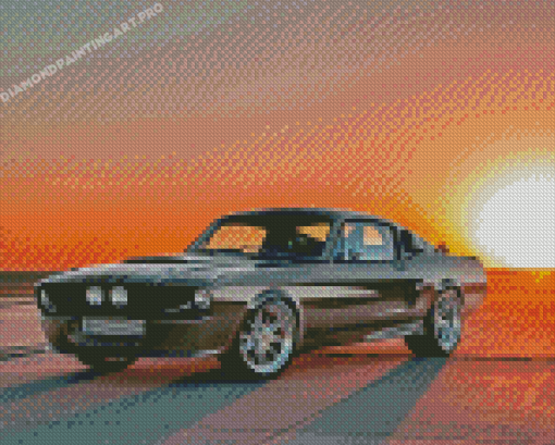 Classic Grey Shelby Mustang Car Diamond Painting