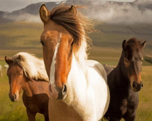 Close Up Icelandic Horses Diamond Painting