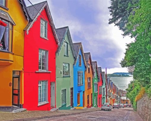 Aesthetic Cobh Town Colorful Houses Diamond Painting