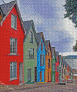 Aesthetic Cobh Town Colorful Houses Diamond Painting