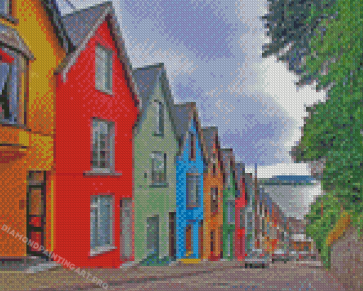 Aesthetic Cobh Town Colorful Houses Diamond Painting