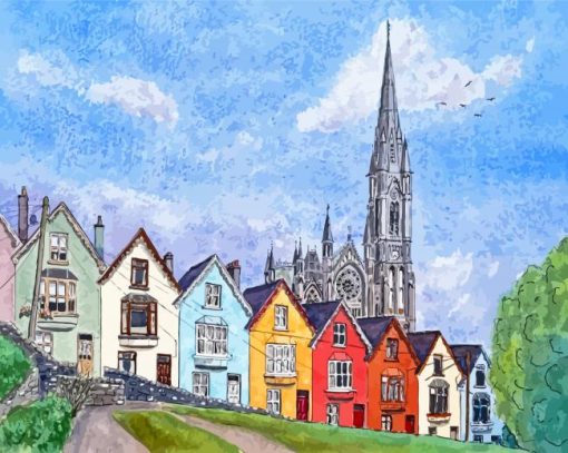 Cobh Town Colorful Houses Diamond Painting