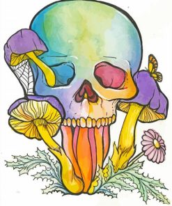 Colorful Mushroom Skull Diamond Painting