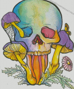 Colorful Mushroom Skull Diamond Painting