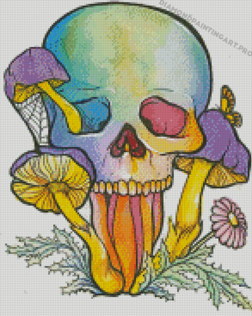 Colorful Mushroom Skull Diamond Painting