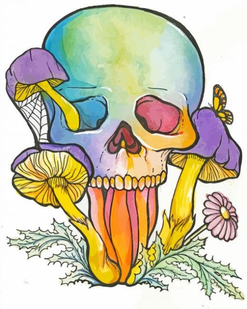 Colorful Mushroom Skull Diamond Painting