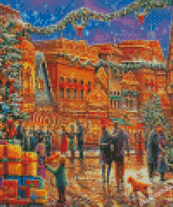 Cool Christmas Small Town Diamond Painting