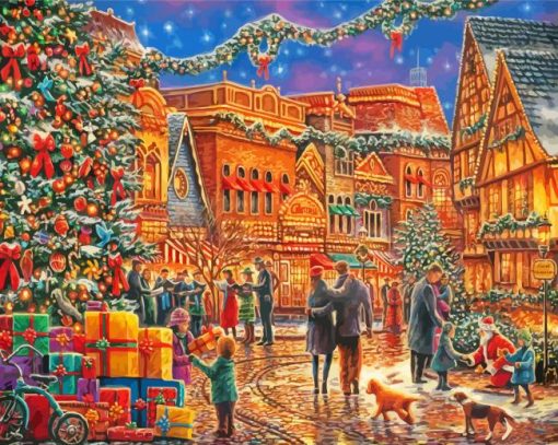 Cool Christmas Small Town Diamond Painting