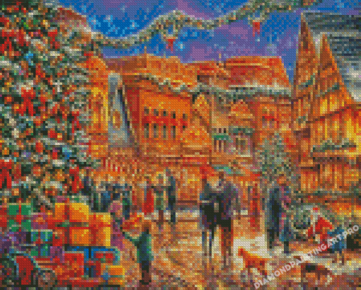 Cool Christmas Small Town Diamond Painting