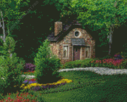 Cottage On A Hill Diamond Painting