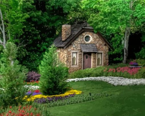 Cottage On A Hill Diamond Painting