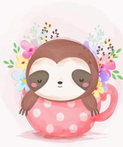 Cute Baby Sloth In Cup Diamond Painting