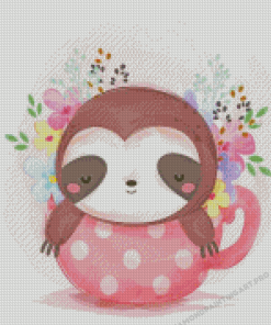 Cute Baby Sloth In Cup Diamond Painting