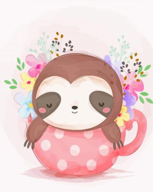 Cute Baby Sloth In Cup Diamond Painting