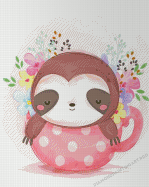 Cute Baby Sloth In Cup Diamond Painting