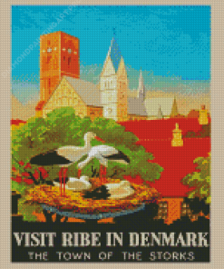 Denmark Ribe Town Poster Diamond Painting