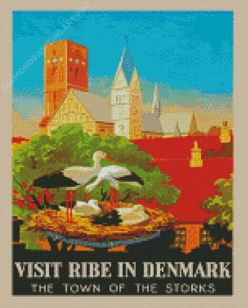 Denmark Ribe Town Poster Diamond Painting