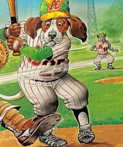 Dog Playing Baseball Cartoon Diamond Painting