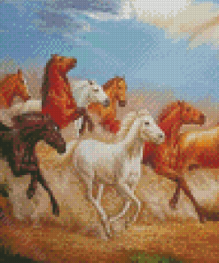 Eight Horses Running Diamond Painting