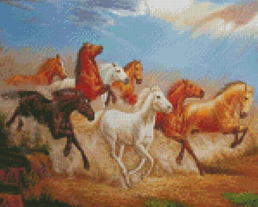 Eight Horses Running Diamond Painting