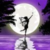 Fairy And Moon Purple Silhouette Diamond Painting