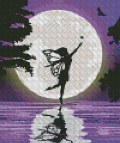 Fairy And Moon Purple Silhouette Diamond Painting