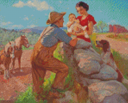 Family Romance At The Farm Diamond Painting