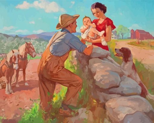 Family Romance At The Farm Diamond Painting