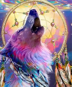 Fantasy Dream Catcher Wolf Diamond Painting