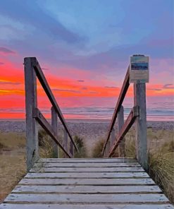 Findhorn Beach At Sunset Diamond Painting