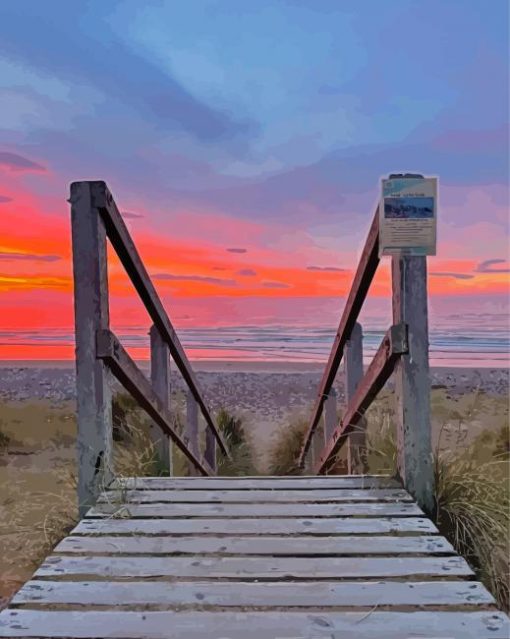 Findhorn Beach At Sunset Diamond Painting