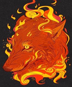 Fire Dog Head Diamond Painting