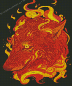 Fire Dog Head Diamond Painting