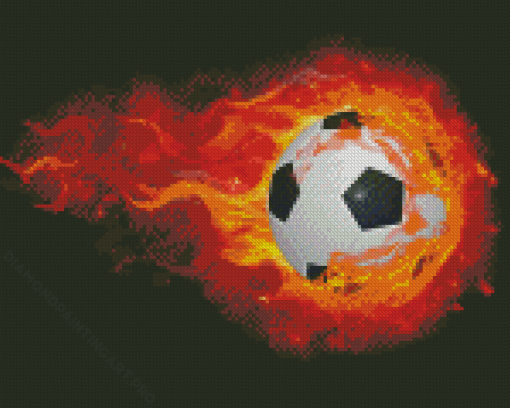 Flaming Soccer Ball Diamond Painting