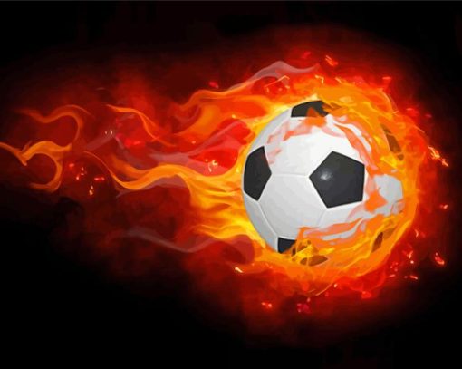 Flaming Soccer Ball Diamond Painting