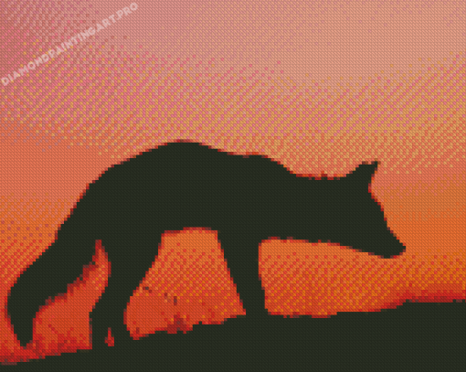 Fox At Sunset Silhouette Diamond Painting