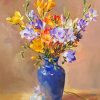 Freesia Flower Blue Vase Diamond Painting