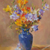 Freesia Flower Blue Vase Diamond Painting