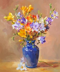 Freesia Flower Blue Vase Diamond Painting