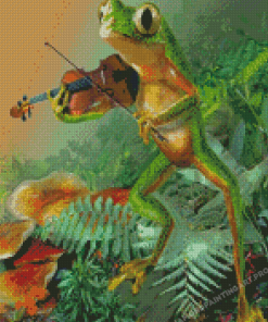 Frog Playing Violin Diamond Painting