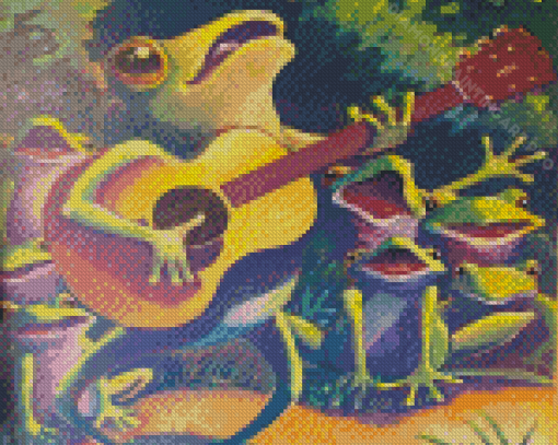 Frog With Guitar Singing Diamond Painting