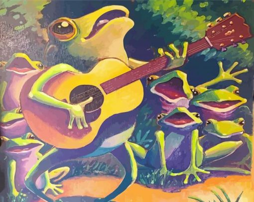 Frog With Guitar Singing Diamond Painting