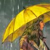 Girl Yello Umbrella Diamond Painting