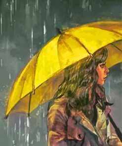 Girl Yello Umbrella Diamond Painting