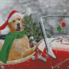 Golden Retriever Christmas Santa Diamond Painting