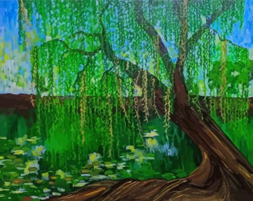 Green Willow Tree Diamond Painting