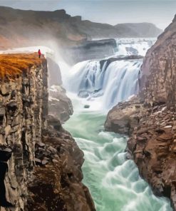 Gullfoss Falls Iceland Landscape Diamond Painting