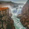 Gullfoss Falls Iceland Landscape Diamond Painting