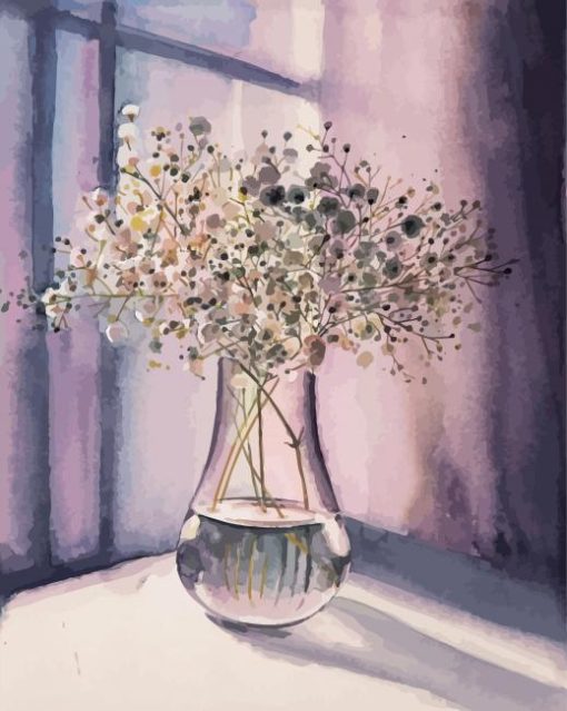 Gypsophila Glass Vase Art Diamond Painting