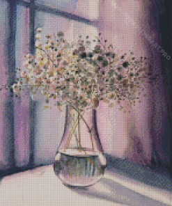 Gypsophila Glass Vase Art Diamond Painting